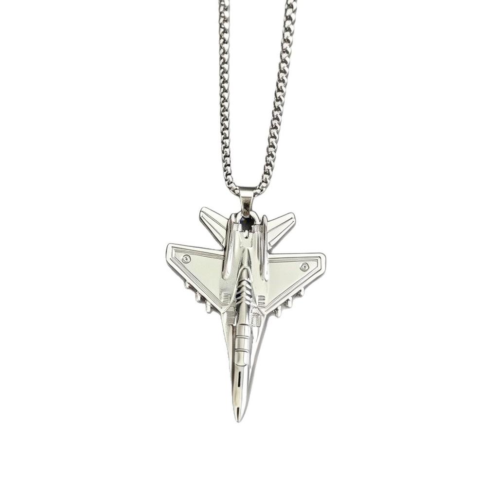 Hip Hop Fighter Jet Airplane Pendant Necklace - Commemorative Jewelry Gift