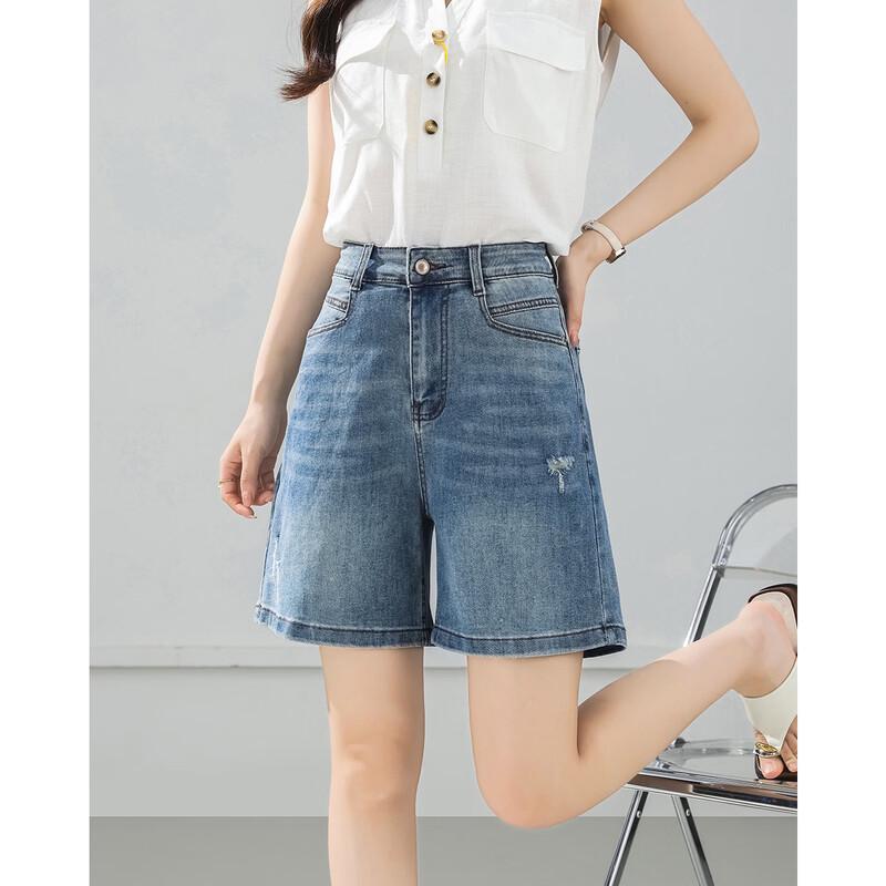 TERRE BLEUE Women s High-Waist A-Line Denim Shorts XXL