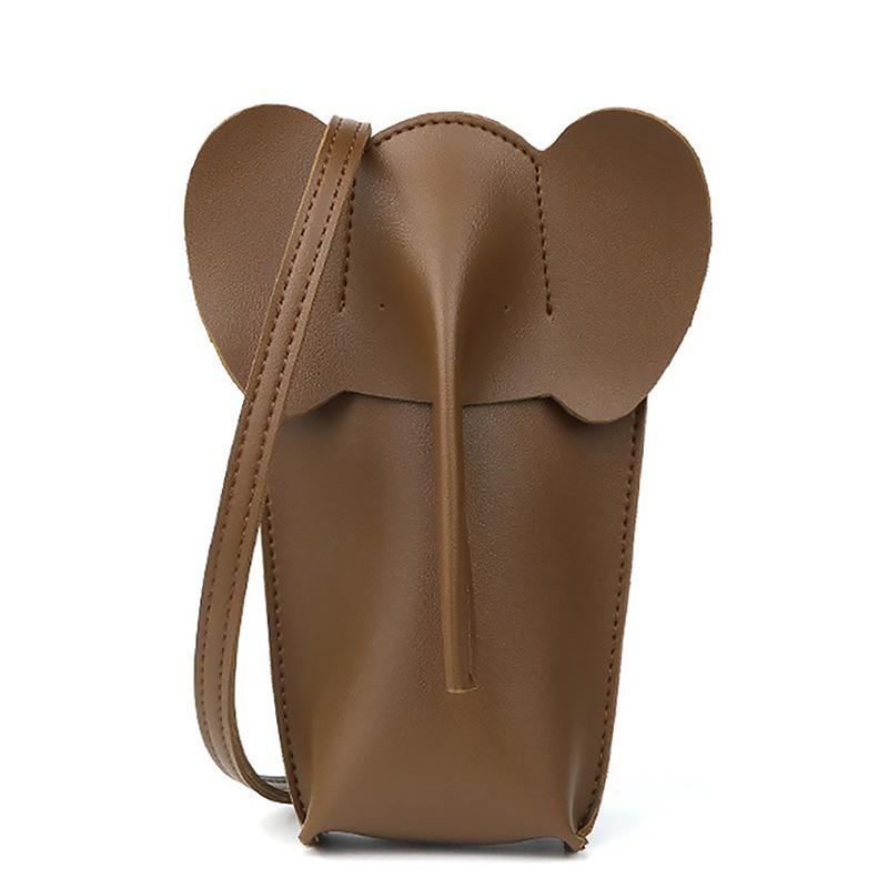 Cute Elephant Crossbody Bags For Girls Women Leather Soft Small Purses Card Wallet Phone Shoulder Bags Solid Color Mini Wallet