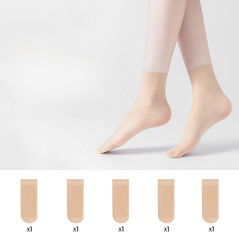 5 Pairs of Women's Summer Ultra Thin Non Slip Invisible Anti Hook Wire Wire Socks