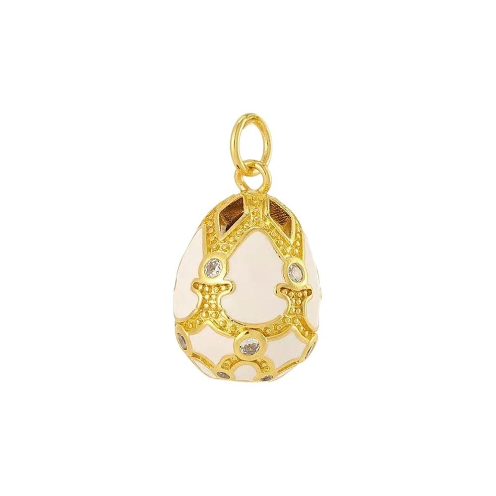 Copper Easter Egg Crystal Pendant Bohemia Necklace Pendant Colorful Enamel Pendant  Party