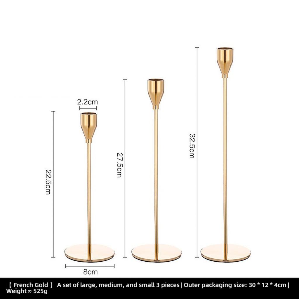 Gold Metal Pillar Candle Holder for Candles for Candles, Table Design Candlesticks Tabletop Decorative Home Dining Centerpiece