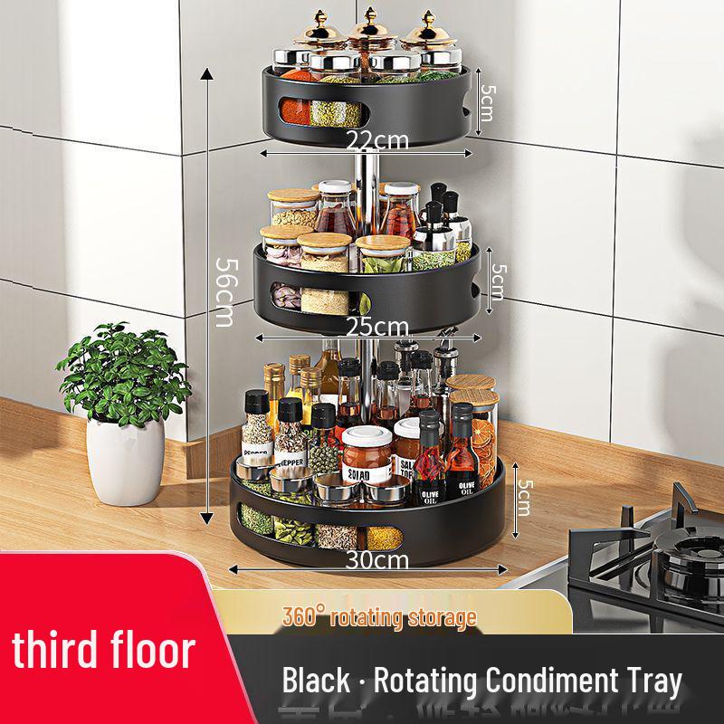 Drehbares Küchengewürzregal: Starke Tragfähigkeit Gewürz-Ecke für Öl, Salz, Soße und Essig