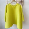 Women Pleated Round Neck Blouse 3/4 Sleeve Loose Casual T-Shirt Solid Color Stretch Pleats Top Daily Wear Shirt