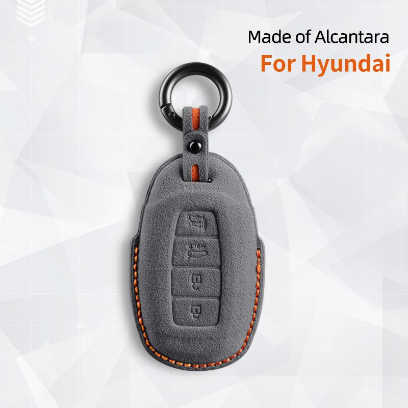 Car Key Case For Hyundai I30 Tucson Kona Encino Solaris Azera Grandeur Ig Accent Santa Fe Palisade Suede Cover Shell Keychain
