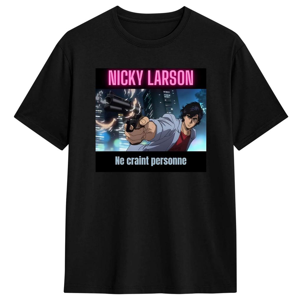 T-shirt Nicky Larson Ryo Saeba T-shirts Harajuku Manches Courtes Hauts Drôles Été 100% Coton Pl
