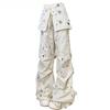 American Graffiti Star Wide Leg Pants for Women Summer Loose Slim Straight Utility Pants