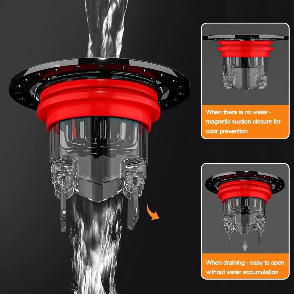 Sifon de pardoseală pentru duș cu clapetă antiretur, detașabil, anti-miros, cu filtru, dop, universal, cu drenaj rapid