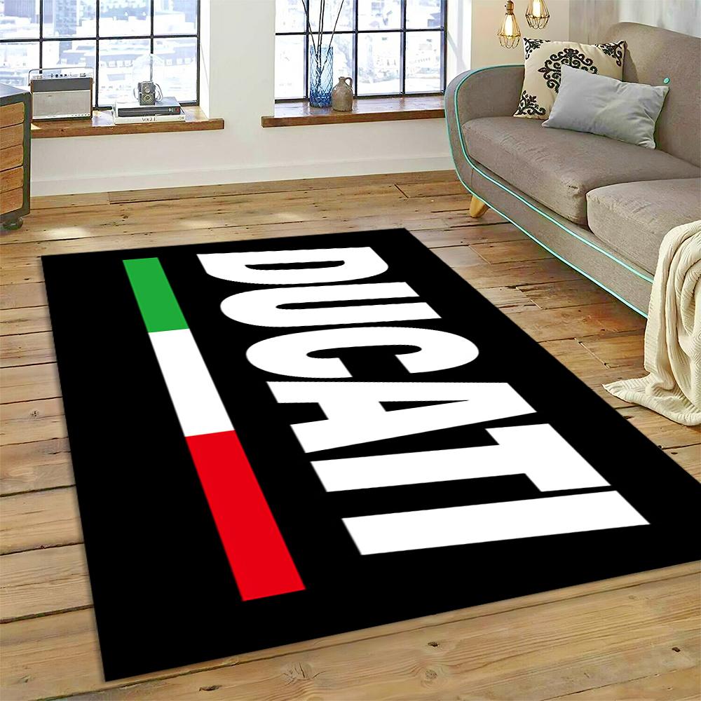 3D Rennmotorrad Schild Teppich für Wohnzimmer Schlafzimmer Zuhause Sofa Dekoration, Kinder Spiel Rutschfeste Bodenmatte Weihnachtsgeschenk