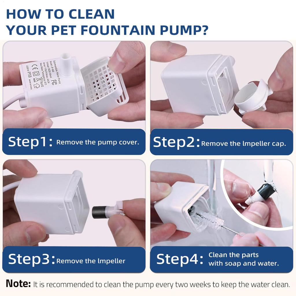 Pet Water Fountain Pump Cat Water Pump Replacement Quiet Feeding Supplies for Drinking Dispenser Travel Indoor Home