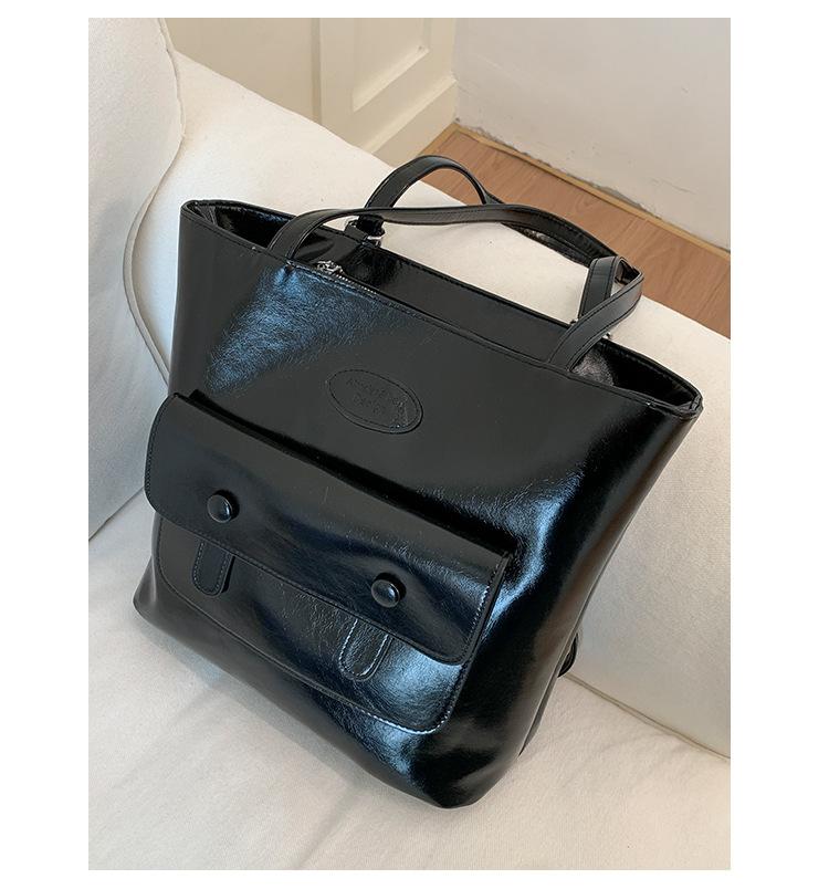 

College students class versatile tote backpack 2025 large capacity women s fashion summer bag simple new shoulder bag чёрный