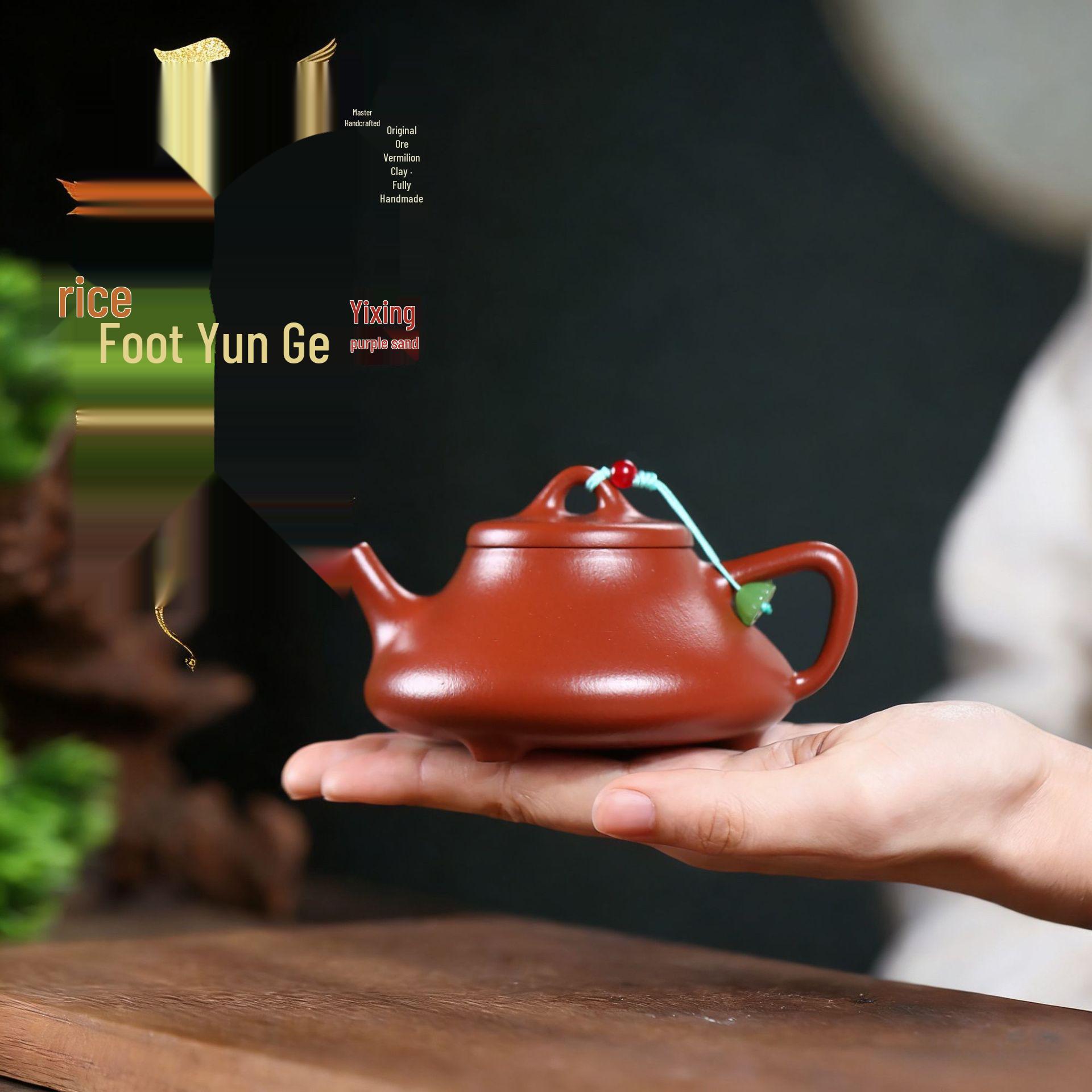 Yixing Zisha Teapot: Handmade Zhu Ni Three-Legged Yun Piao Gongfu Tea Set 160ml