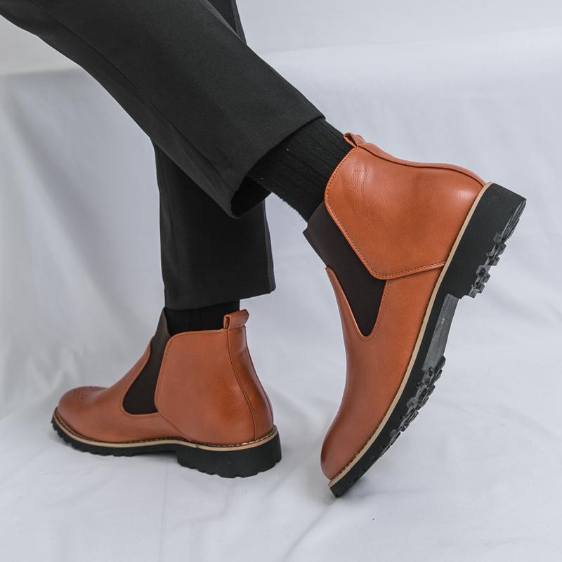 Fashion Autumn Winter Business Men Ankle Boots European American Casual Light Comfortable Brand Chelsea Boots Social Boots Size 38-46