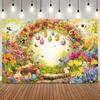 Easter Day Photo Background Flower Green Arch Easter Eggs Rabbit Kids Portrait Baby Shower Birthday Party Decor Backdrop Props13