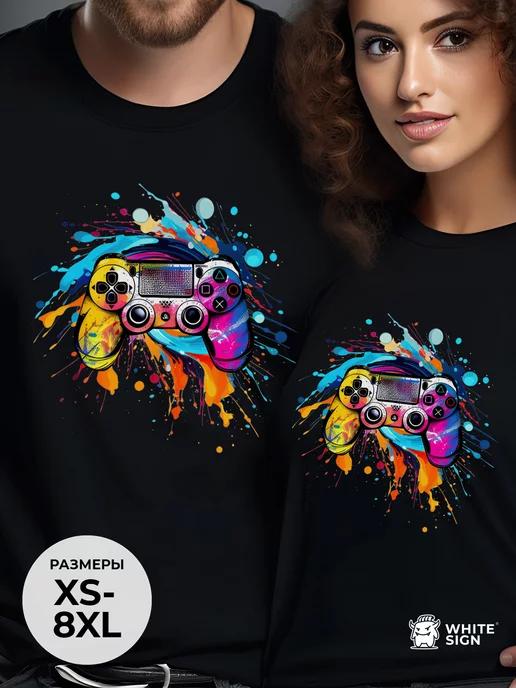 Gamepad Print Cotton T-Shirt S