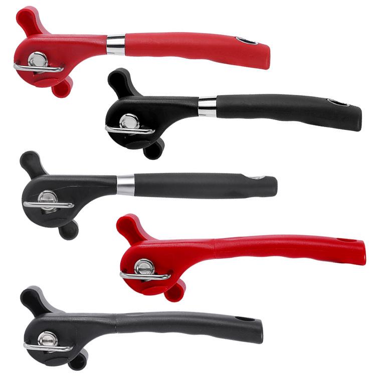 Stainless Steel Manual Can and Bottle Opener with Rubber-Plastic Handle