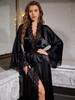 Silk-like Lace Floral Lingerie Robe Set for Women