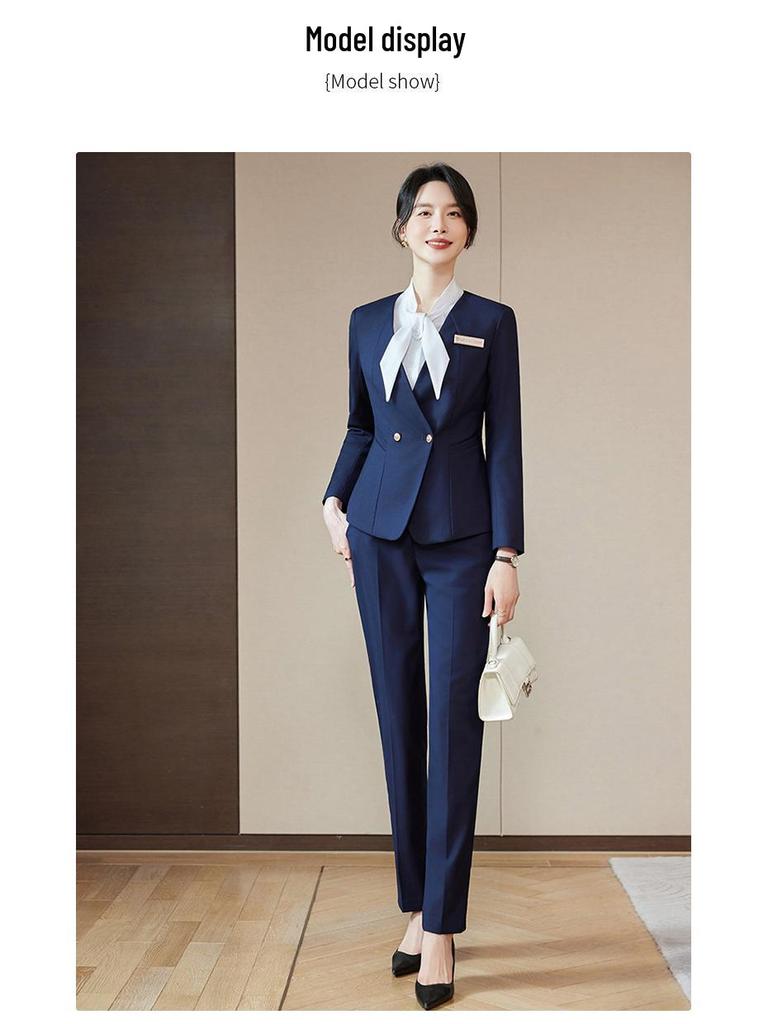 Deluxe Women's Autumn/Winter Suit Set: Professional Uniform for Hotel & Catering Staff