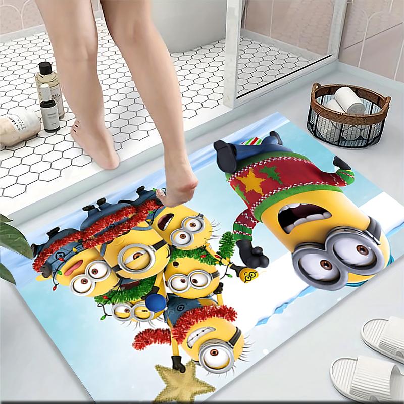 1Pc Christmas Minion Celebration Carpet Rug Soft Washable Antislip Home Living Room Sofa Mats Personalized Christmas Rug