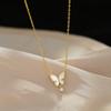 Flash Diamond Water Drop Round Bead Fringed Pendant Neck Chain Collarbone Chain Femininity Design Shell Butterfly Necklace