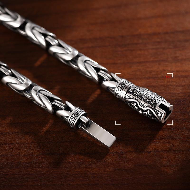 Xiangxu Vintage Men's Silver Plated Peace Bracelet - Vajra Pestle Hip Hop Jewelry