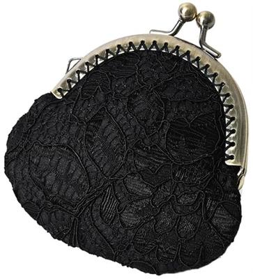 Made In Japan Lace Clasp Coin Black [ENTRAMBI] Purse, Hand-Sewn,