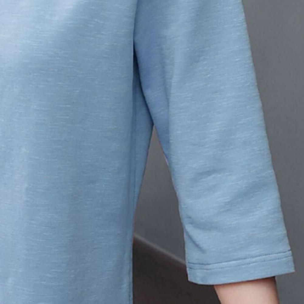 Dámské topy s výstřihem do O, 3/4 rukáv Jednobarevné elastické pulovry Topy Regular Fit Letní tričko Denní nošení