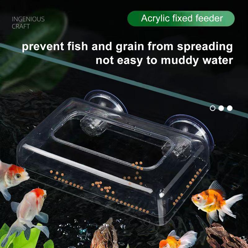 Acrylic Fish Food Feeder Aquarium Feeding Ring Fish Tank Station Floating Food Tray Accessories with Strong Suction Cups