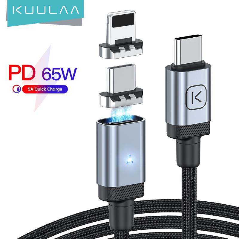 

KUULAA Магнитный USB-кабель для быстрой зарядки Тип C USB-кабель для iPhone Магнитное зарядное устройство USB для iPhone 15 14 13 Xiaomi HUAWEI 65 Вт Шнур для мобильного телефона