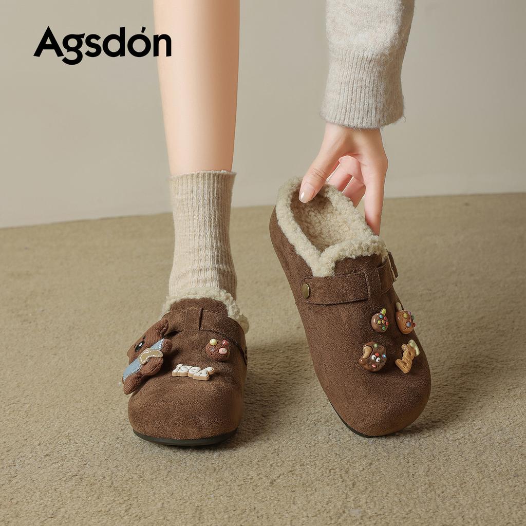 Augustine Fleece Birken Slippers New Autumn and Winter Cave Head Half Slippers Fluffy Shoes