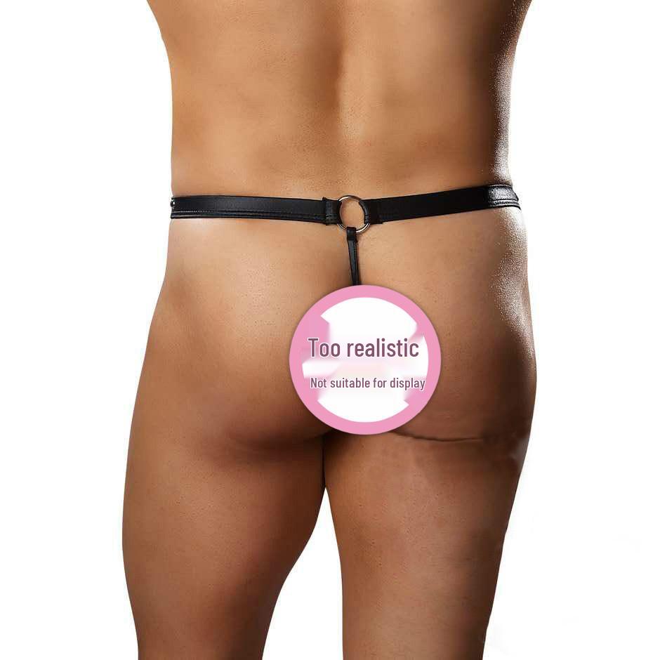 European & American Sexy Men's Patent Leather Lingerie - Three-Piece Set