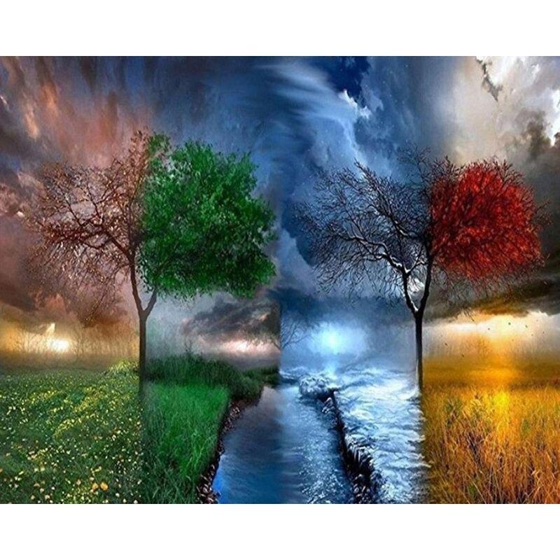 Full Drill Diamond Embroidery Mountains And Rivers Scenery Craft Kit 5d Diamond Mosaic Landscape Needlework Home Deco