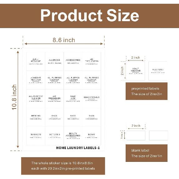 540 PCS Bathroom Home Laundry Labels for Organizing with DIY Blank Labels, Preprinted Minimalist Waterproof Oil Resistant Stickers for Bathroom