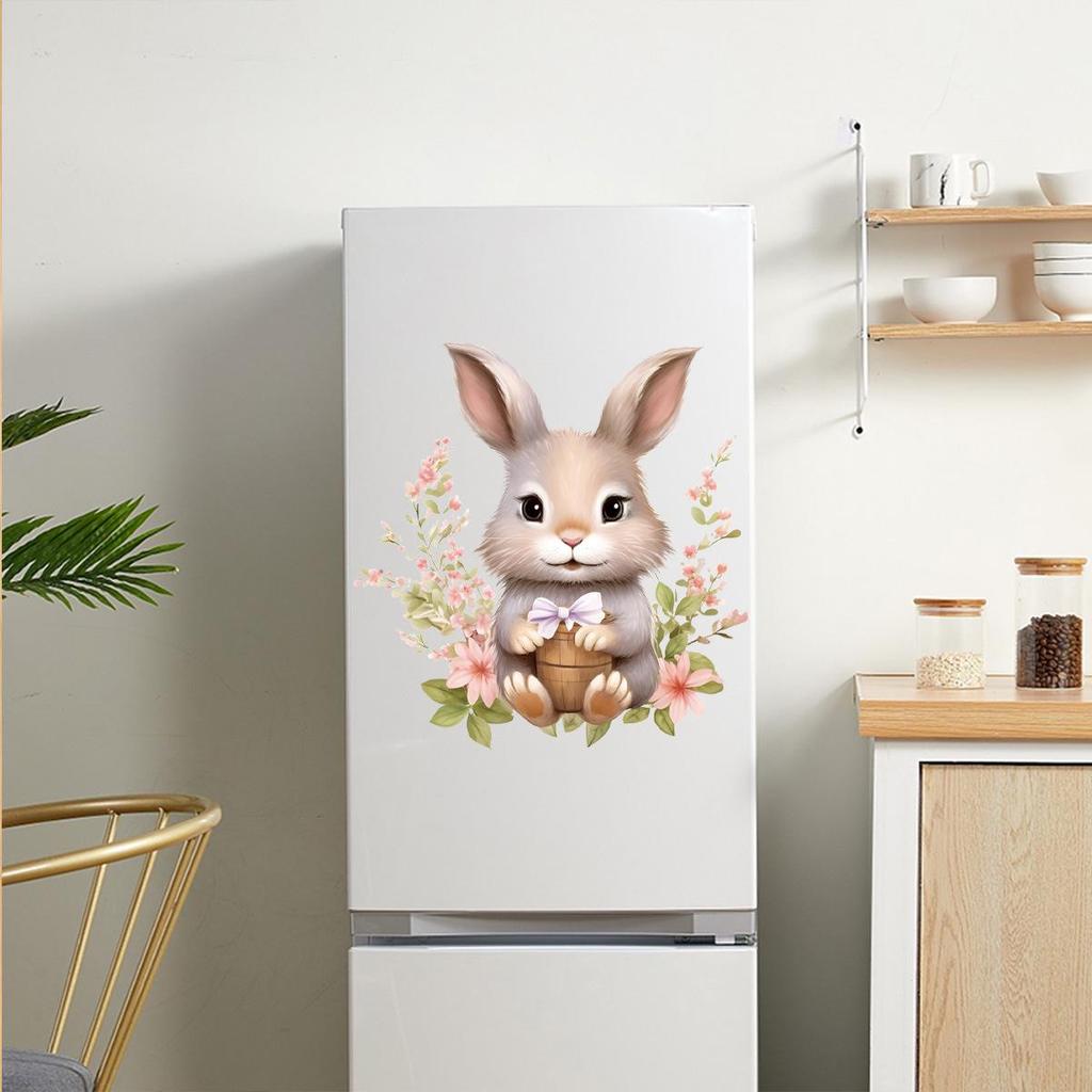 Pastoral Easter Bunny Stickers for Bedroom and Glass Window Decor