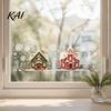 Holiday Gift for Home Christmas Cabin Static Glass Stickers, PVC Snow House Windows Decals Decorative Window Decor, Reusable Waterproof Seasonal Wall