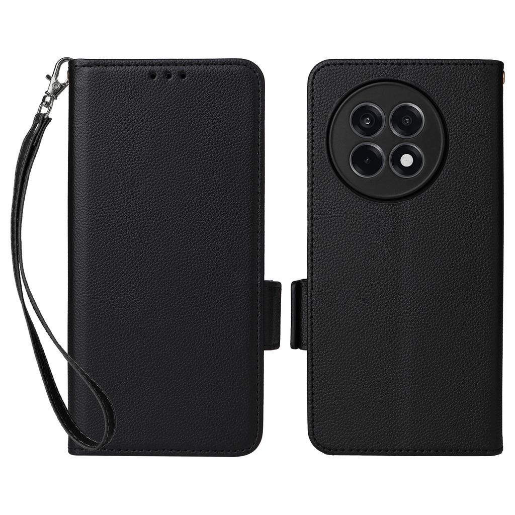 Leather Case with Wrist Strap for OnePlus Ace 5 5G/Ace 5 Pro 5G/13R 5G Litchi Texture Wallet Flip Phone Cover
