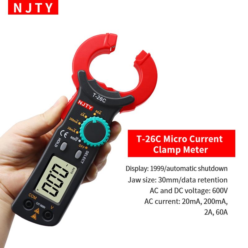 

NJTY T-26C Professional Leakage Current Test Digital Clamp Meter 20mA~60A Leakage Detection precision current 0.01A Auto Range