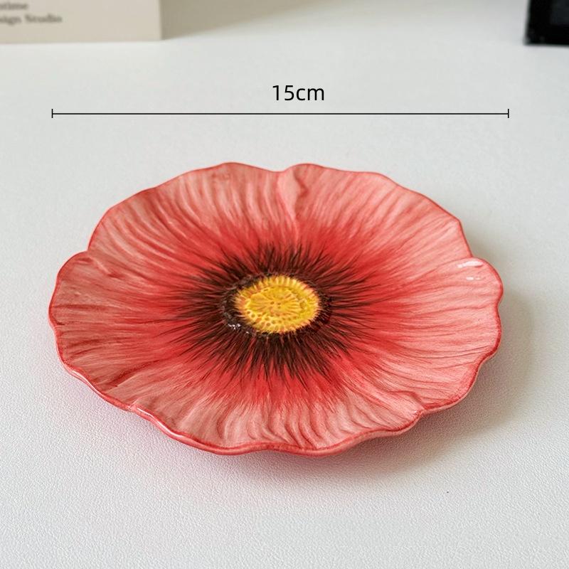 Flower Porcelain Plate Red Flowers Tableware Dining Plate Ceramic Bowl Coffee Cup Mug Household Tableware Set Table Kitchen Tool