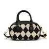 Autumn and winter rhombus niche contrasting color bag women's new fashion versatile messenger bag portable bowling bag