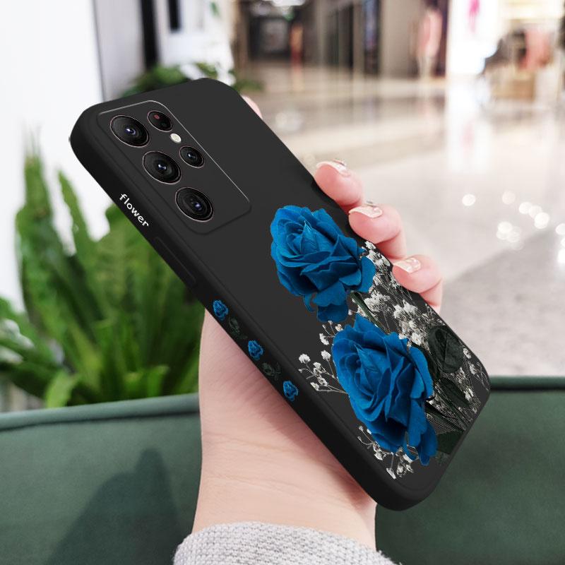 

Blue Rose Lily Phone Case For Samsung Galaxy S25FE S25 S24 S23 S22 S21 S20 Ultra Plus FE Note 20 ultra 10 9 Plus Cover Galaxy S25 FE