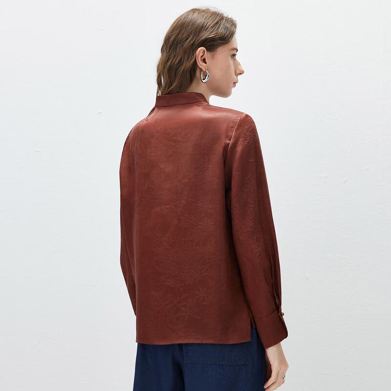 Women's Mulberry Silk Chinese Jacquard Long-Sleeve Top