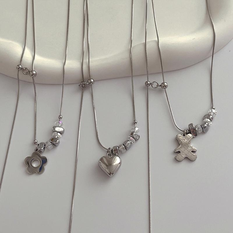 Pendant Necklace Women Short Stainless Steel Pendant Choker Neck Chain Stainless Steel Material Jewelry Gift for Girls