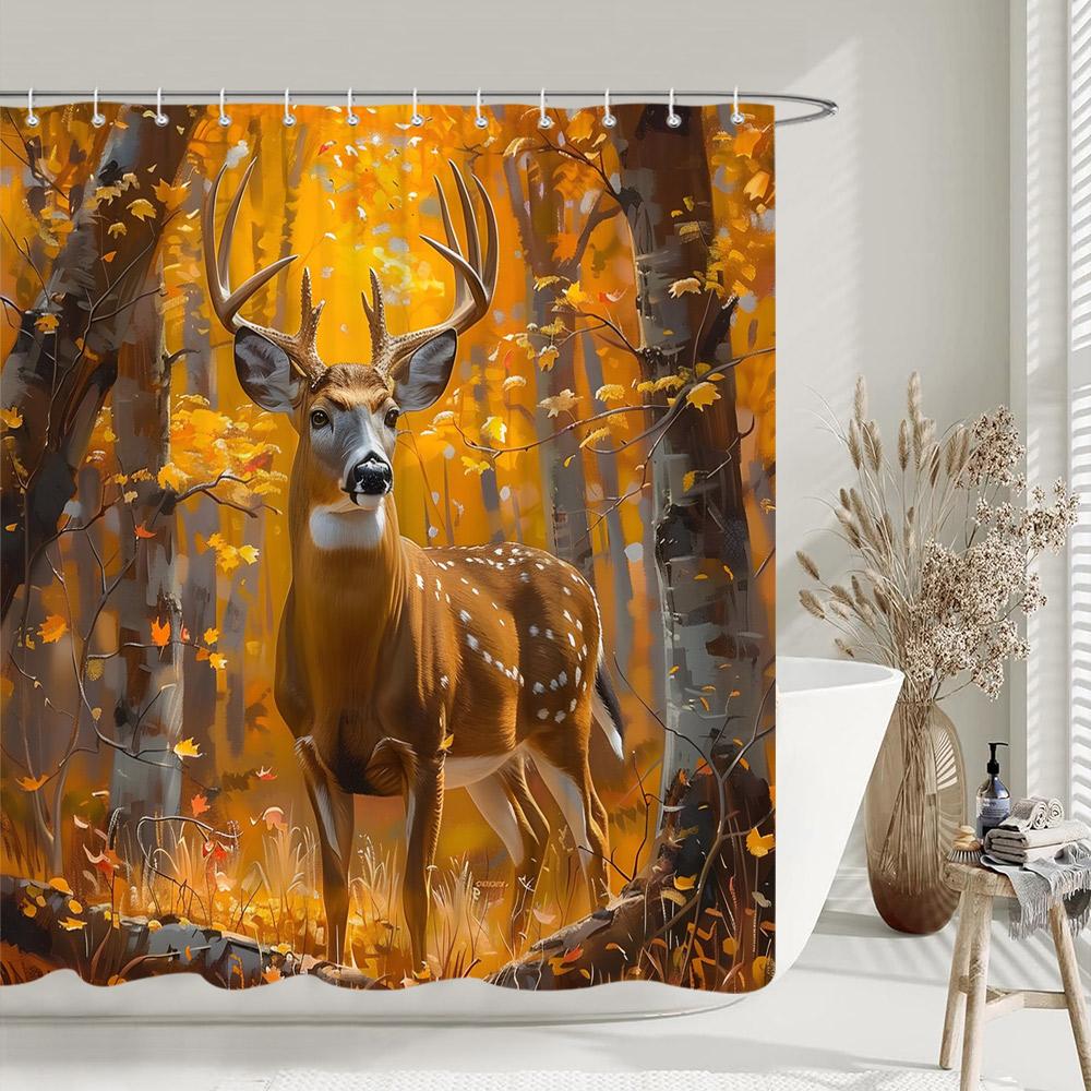 Rustic Farms Pumpkin Shower Curtain Thanksgiving Autumn Sunflower Polyester Fabric Shower Curtain Bathroom Decorative with Hooks