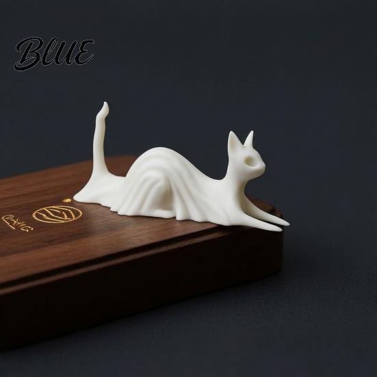 Solid Structure Desk Ornament 3D Printed Cat Ghost Buddy Cute Halloween Kitty Figurine for Matte White Table Centerpiece Office Shelf Spooky Kitten