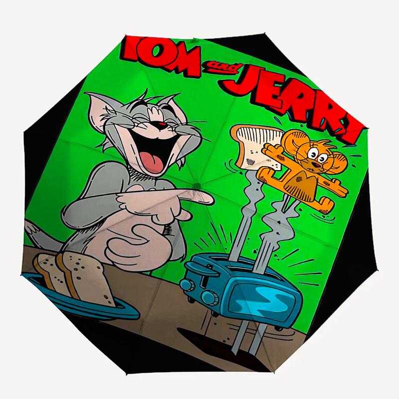 

1pc Tom and Jerry Automatic Open Close Umbrella with 8-Rib Windproof Canopy Compact Portable Travel Umbrella10276