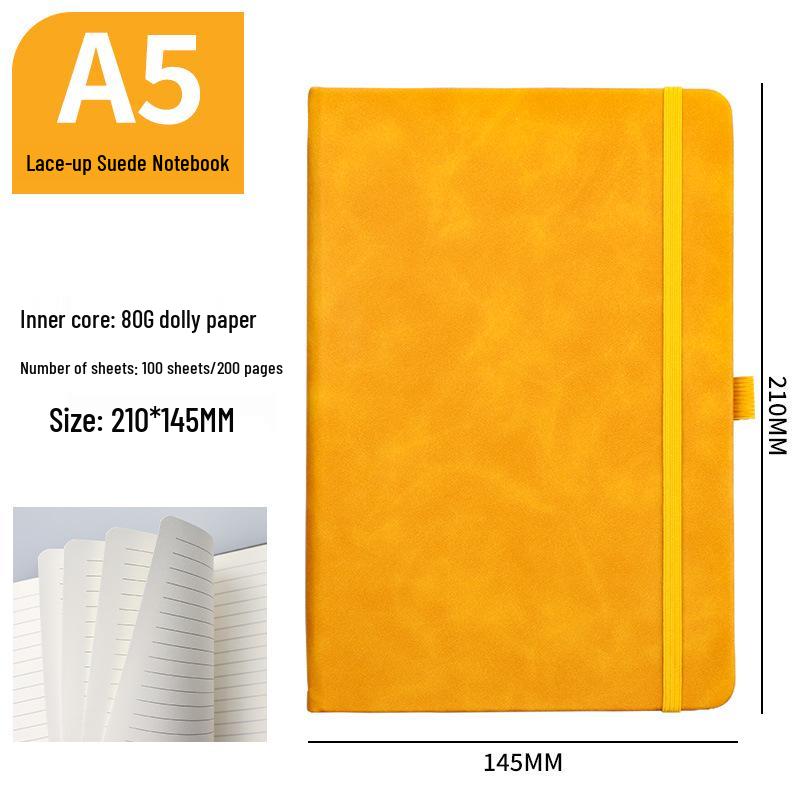 Sheepskin Strap A5 Business Notebook with Logo, Thick Leather Cover, Diary & Work Logbook