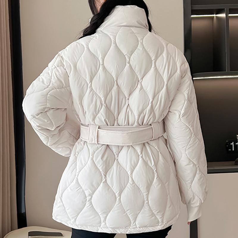 Fashion Winter Woman Parkas With Belt Loose Thick Warm Jackets Women's Coats
