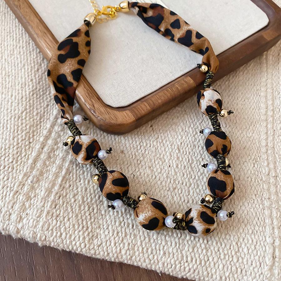 Retro style coffee fabric acrylic love necklace light luxury sweater chain versatile necklace women