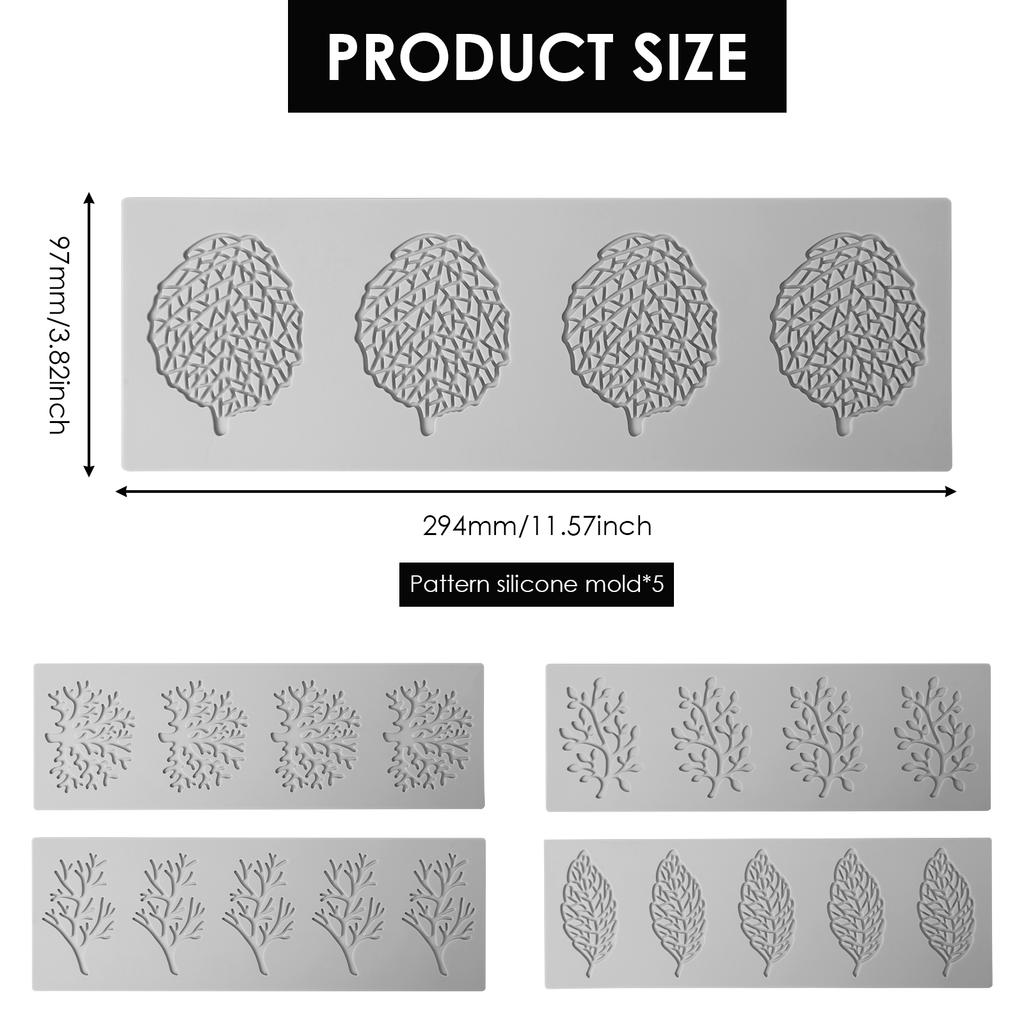 5 Pcs Cake Fondant Mold Leaf Silicone Chocolate Gummy Moulds Non Stick Cakes Decoration Tools for Baking Kitchen Accessories