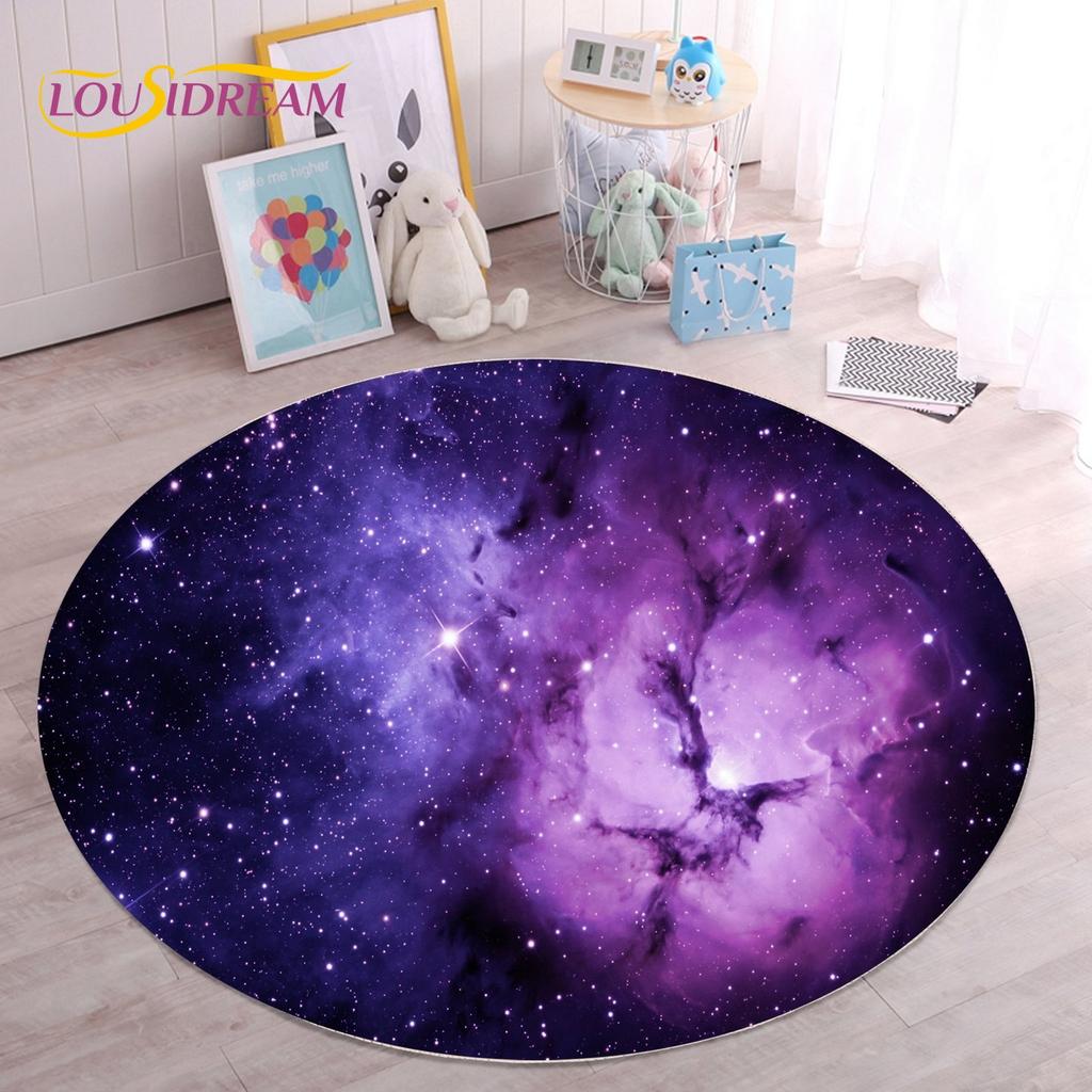 HD Galaxy Universe Space Stars Runder Teppich, Teppich für Wohnzimmer, Kinderzimmer, Sofa, Spielzimmer, Dekoration, rutschfeste Bodenmatte
